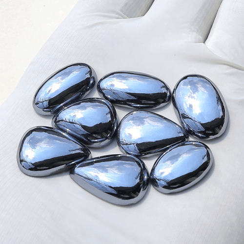 Brillo Jet-Metal ~ 8 Piezas Natural Elite Noble Shungite 18mm-21mm Cabujón Gemas - Imagen 6 de 11