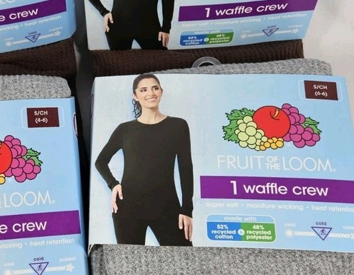 Lot of 4 Fruit of the Loom Women's Recycled Waffle Thermal Top, Sizes S/CH 4-6 - Picture 2 of 18