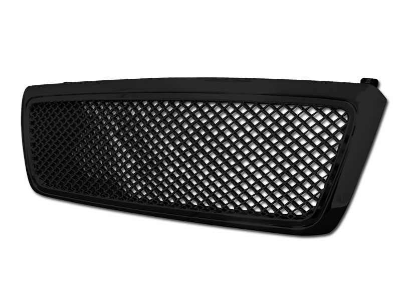 04-08 Ford F150 Gloss Black Mesh Grille Guard Hood Bumper D7