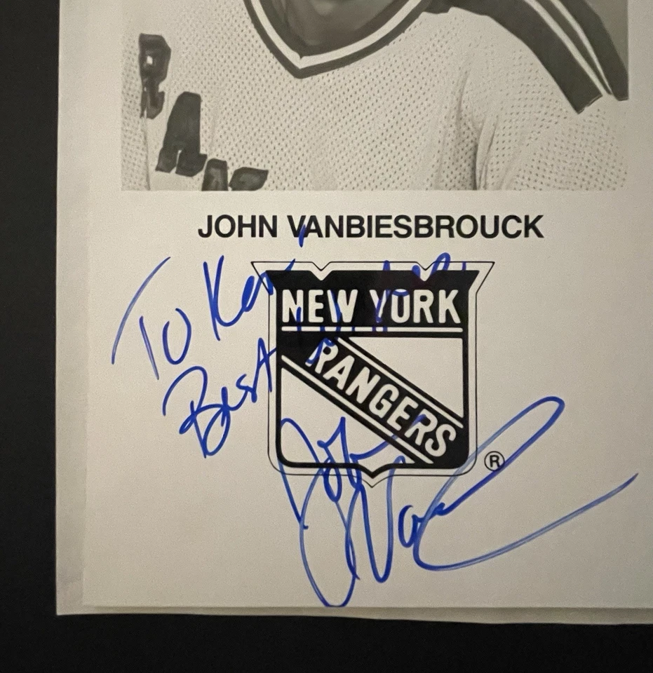 Foto 8x10 firmada por John Vanbiesbrouck #34 Salón de la Fama de la NHL / KSK Foto 2 de 4