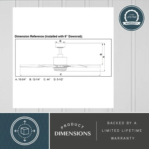 Vaxcel Lighting F0104 Mayfield 44" 6 Blade LED Indoor Ceiling Fan - Black - Picture 11 of 12