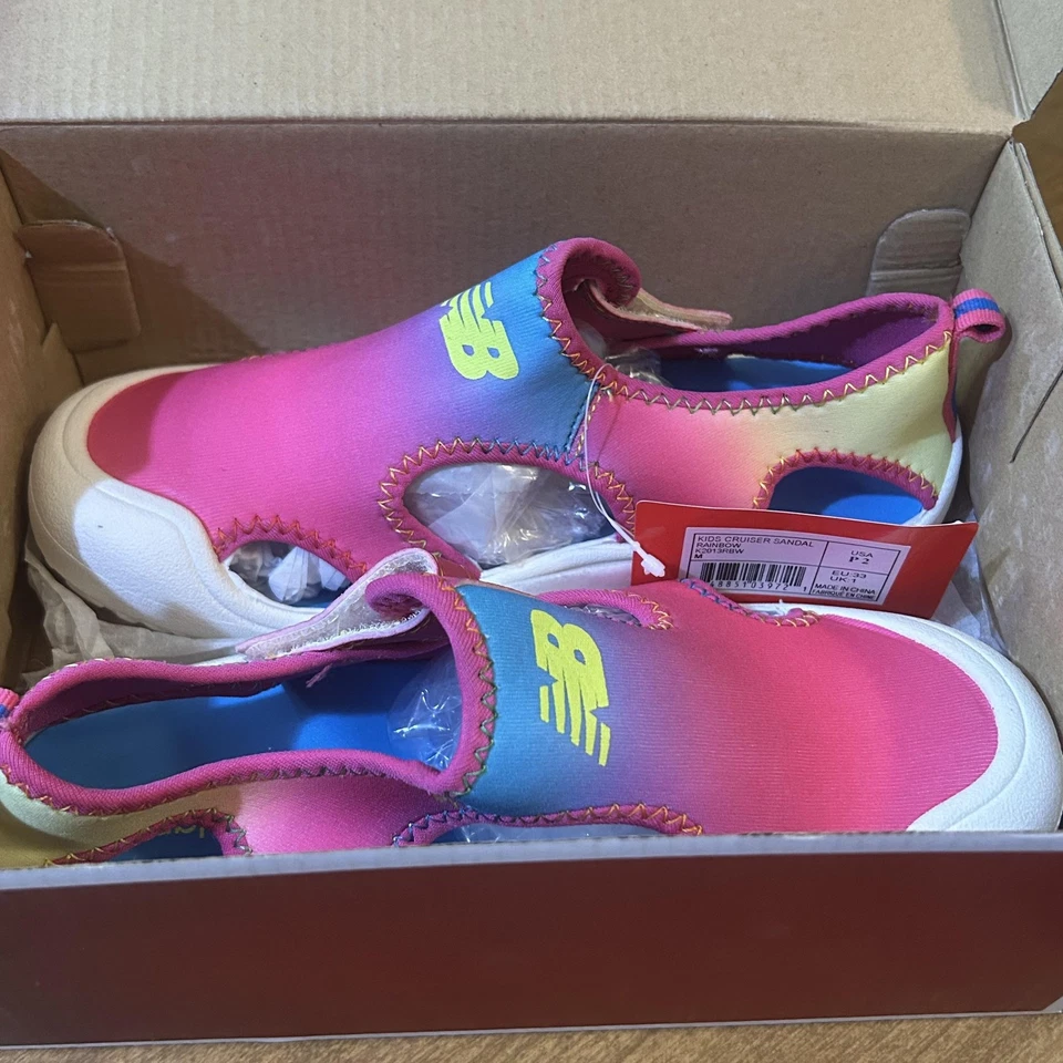 New Balance Shoes Youth Size 2 Rainbow Cruiser Sandal Water Pink Blue K2013RBW - Image 2 of 4