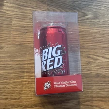 Rare Big Red Soda Pop Can Hand Crafted 4” Glass Christmas Ornament Kurt Adler