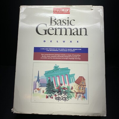 BERLITZ Basic German Deluxe Set Missing English/German Dictionary Includes Case