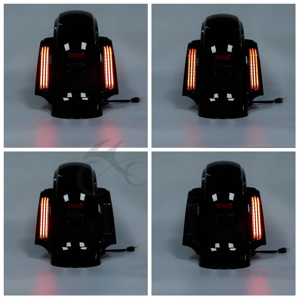 Sistema de guardabarros trasero LED para Harley Touring Street Road Glide 2014-2023 estilo CVO Foto 2 de 4