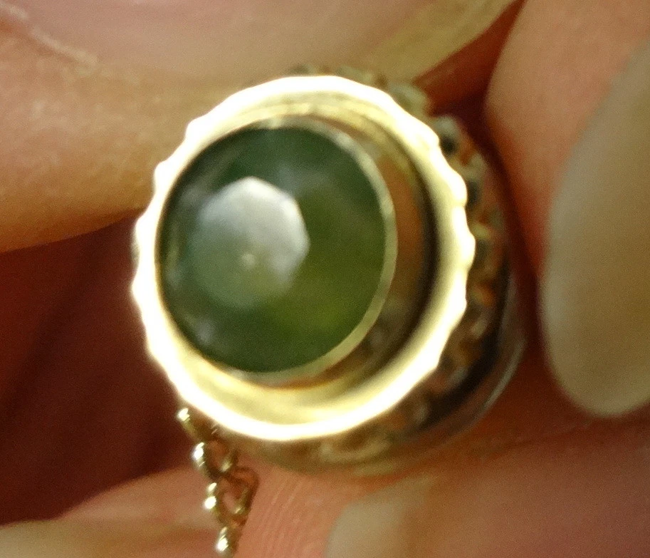 Vintage Chinese Carved Buddha Imperial Jade Man's Tie Pin Tacks Jewelry 6pc - Image 3 of 4