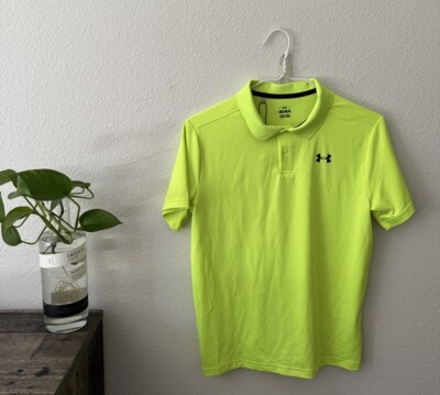 Under Armour Boys Match Play Golf Polo Shirt Neon Lime Green YL