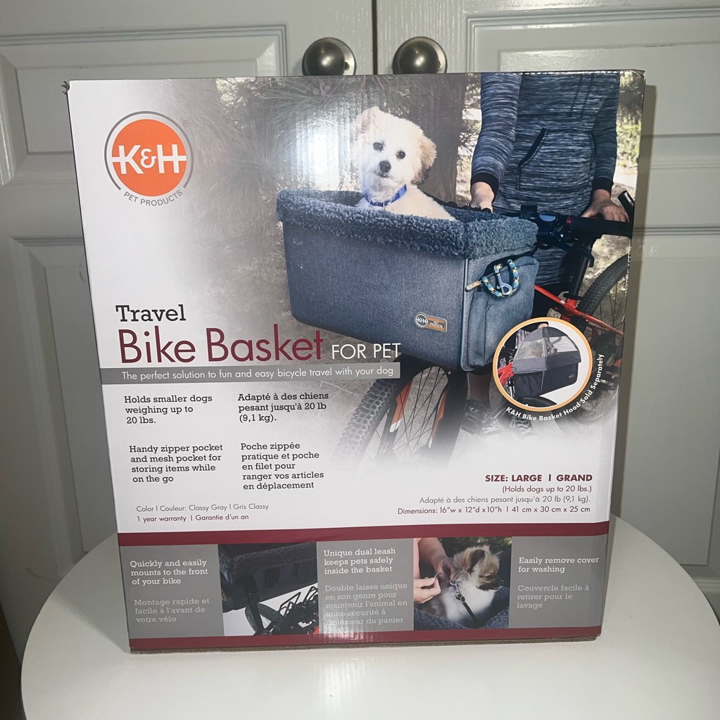K&H Pet Products Travel Bike Basket For Pet Small Dogs Up To 20 LBS