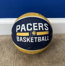 Vintage Indiana Pacers Signed Autographed Mini Basketball Yellow Blue Auto Vtg