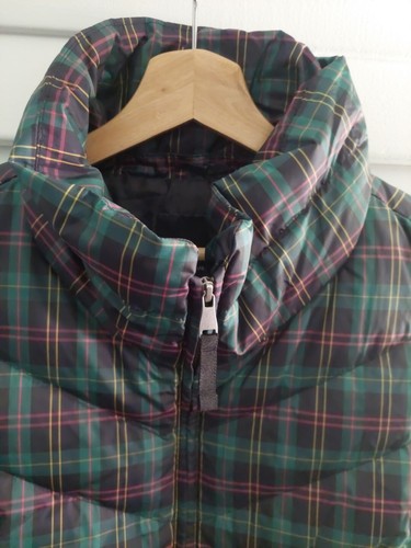 TALBOTS Womens 1X Green Plaid Quilted Goose Down PUFFER VEST Zip-Up NWOT - Picture 2 of 7