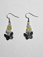 Crystal Drop Earrings With Butterflys Great For Valentines Gift