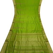 Vintage Green Sarees 100 Pure Silk Zari Handwoven Festive Sari 5YD Craft Fabric