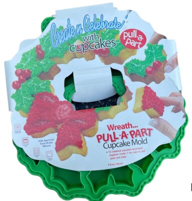 Christmas Wreath Pull Apart Cupcake Mold Create Celebrate Silicone Baking 2007