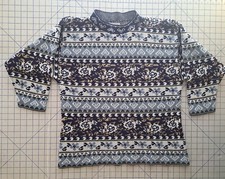 Vintage 90s Women's Sweater Arielle Gray Gold Navy Size Medium USA MADE BIN03