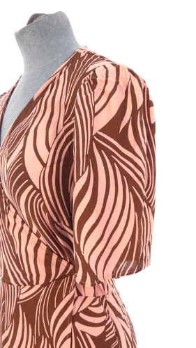 Other Stories Dress Animal Print Wrap Midi Burgundy Pink Flowy EU 36 UK 8 - Picture 5 of 23