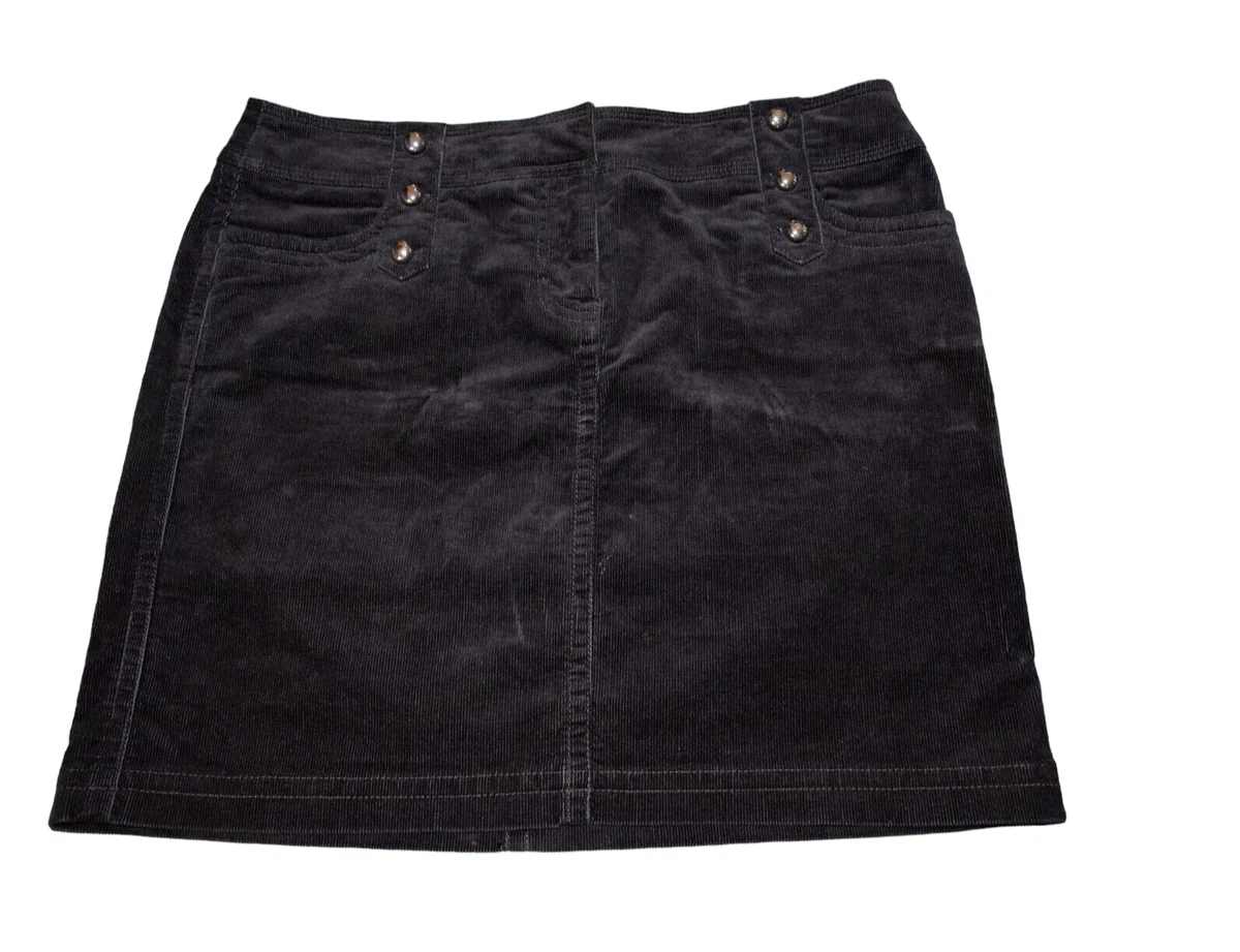 Black cord skirt with buttons cheap