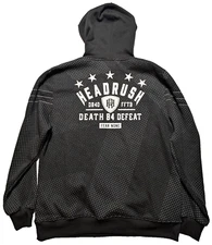 HEADRUSH DEATH B4 DEFEAT FEAR NONE Men XL Black Geo Hoodie EUC