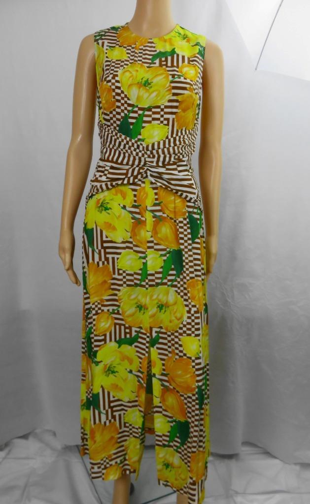 Lela Rose Tulip Check Yellow Midi Shirt Dress Sleeveless Ruched Waist SZ 2  NWT | eBay