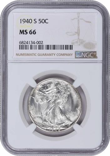 1940-S Walking Liberty Silver Half Dollar MS66 NGC