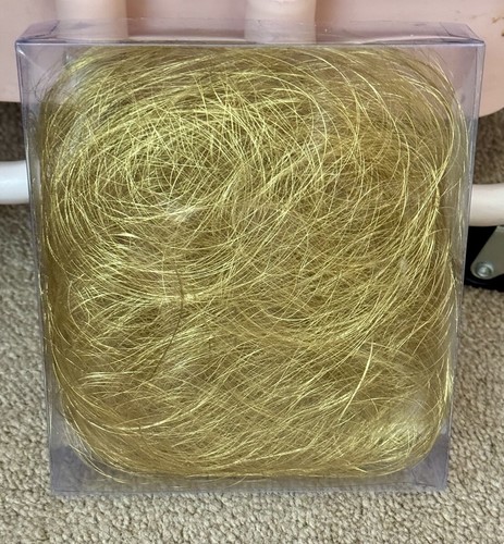 Set 2 NOS Vintage Spun Glass Gold Angel Hair Christmas Holiday Decor - Picture 3 of 9