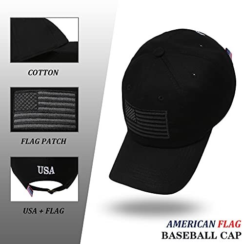 American Flag Hat Men Women Adjustable USA Baseball Cap Low One Size Black - Picture 7 of 8
