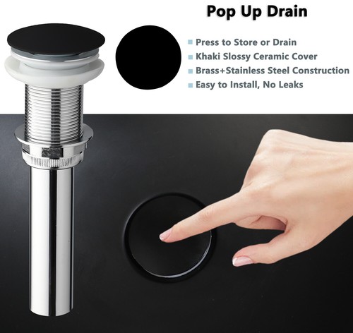 Stone Resin Bathroom Vessel Sink Basin Bowl Black Mixer Faucet Drain Tap - Picture 36 of 52