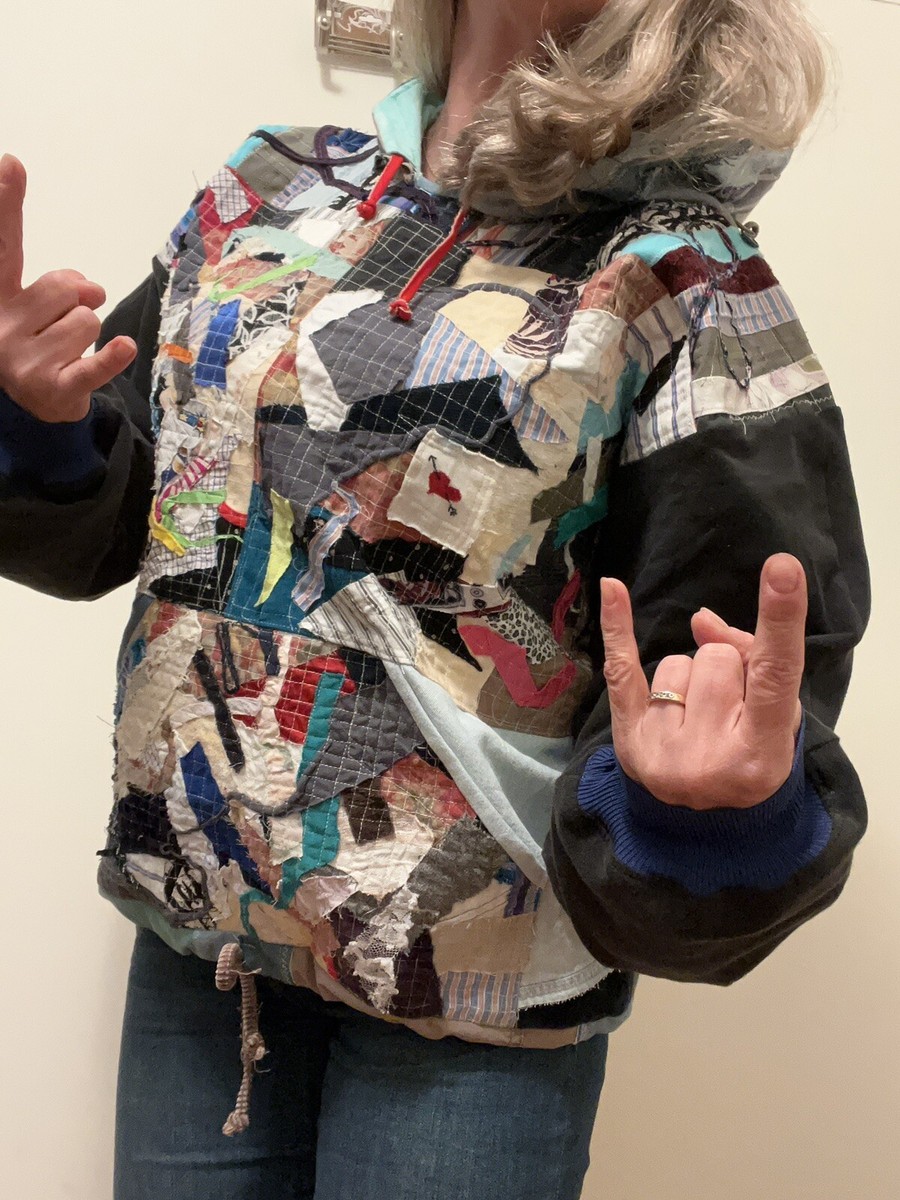 【Rest & Recreation】 QUILTED HOODIE / 追跡付 Upcycled Edgy Crazy Hoodie Sweatshirt Patchwork Fabric