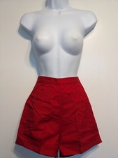 True vintage 70s 80s high rise red side ATLAS zip shorts flat front womens cuff