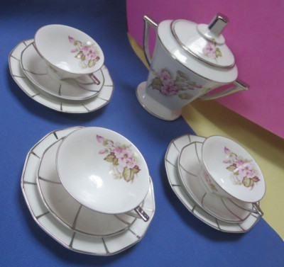Kaffeeservice für 3, LIMOGES NR 35) traumhaftes ART DECO, 11teilig