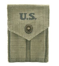 WW2 COLT 45 AUTO DOUBLE MAGAZINE POUCH marked JT&L 1943 Lt. OD