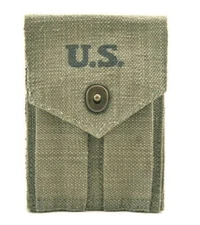 WW2 COLT 45 AUTO DOUBLE MAGAZINE POUCH marked JT&L 1943 Lt. OD