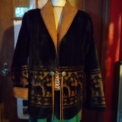 Bear Ridge Outfitters moose/bear fleece jacket M open front
