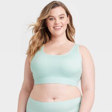 Auden Bralette Plus Size 2X Adjustable Straps Removable Pads Ribbed Light Green