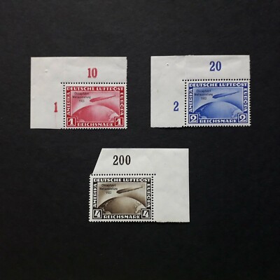DEUTSCHLAND DRITTES REICH 1933 / LUFTPOST, SERIE VON 3 WERTEN UNVERSEHRT POSTFRISCH **