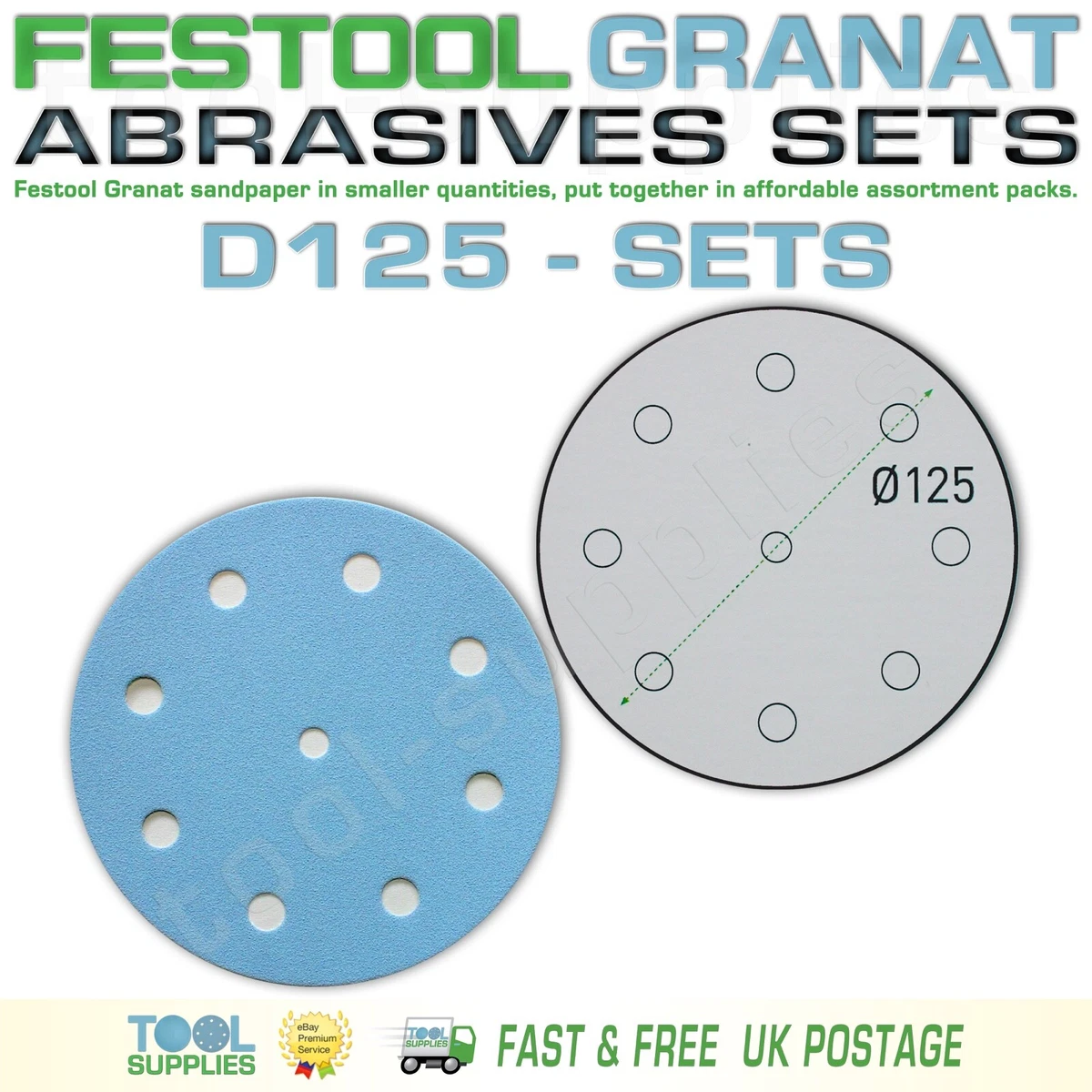 Festool GRANAT 125mm Sandpaper Assortment Packs RO ETS EC LEX 3 ROTEX D125 SET
