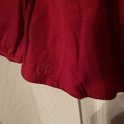 NWT Ralph Lauren TG LS PO Red Button Down Shirt Pleats Across Front Logo Sz 18m - Picture 2 of 4