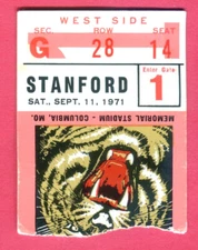 9/11/71 STANFORD/MISSOURI FB OPENING DAY TICKET STUB-BENNY BARNES/JEFF SIEMON