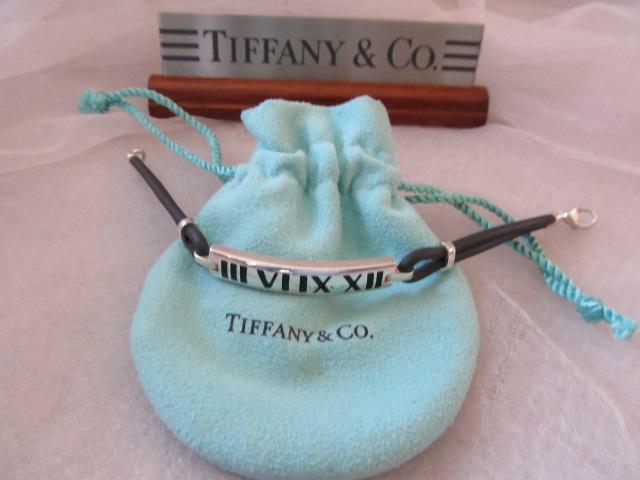 Tiffany & Co. Atlas Roman Numerals Rubber Cord Sterling Silver