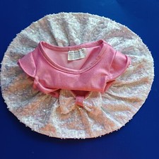 Build A Bear Workshop Shiny Pink Dress With White Sequin Skirting  Bow