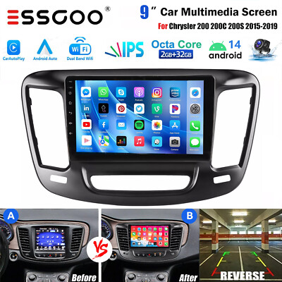 Carplay Car Stereo Android 14 For 2015-2019 Chrysler 200 200C 200S GPS + Camera