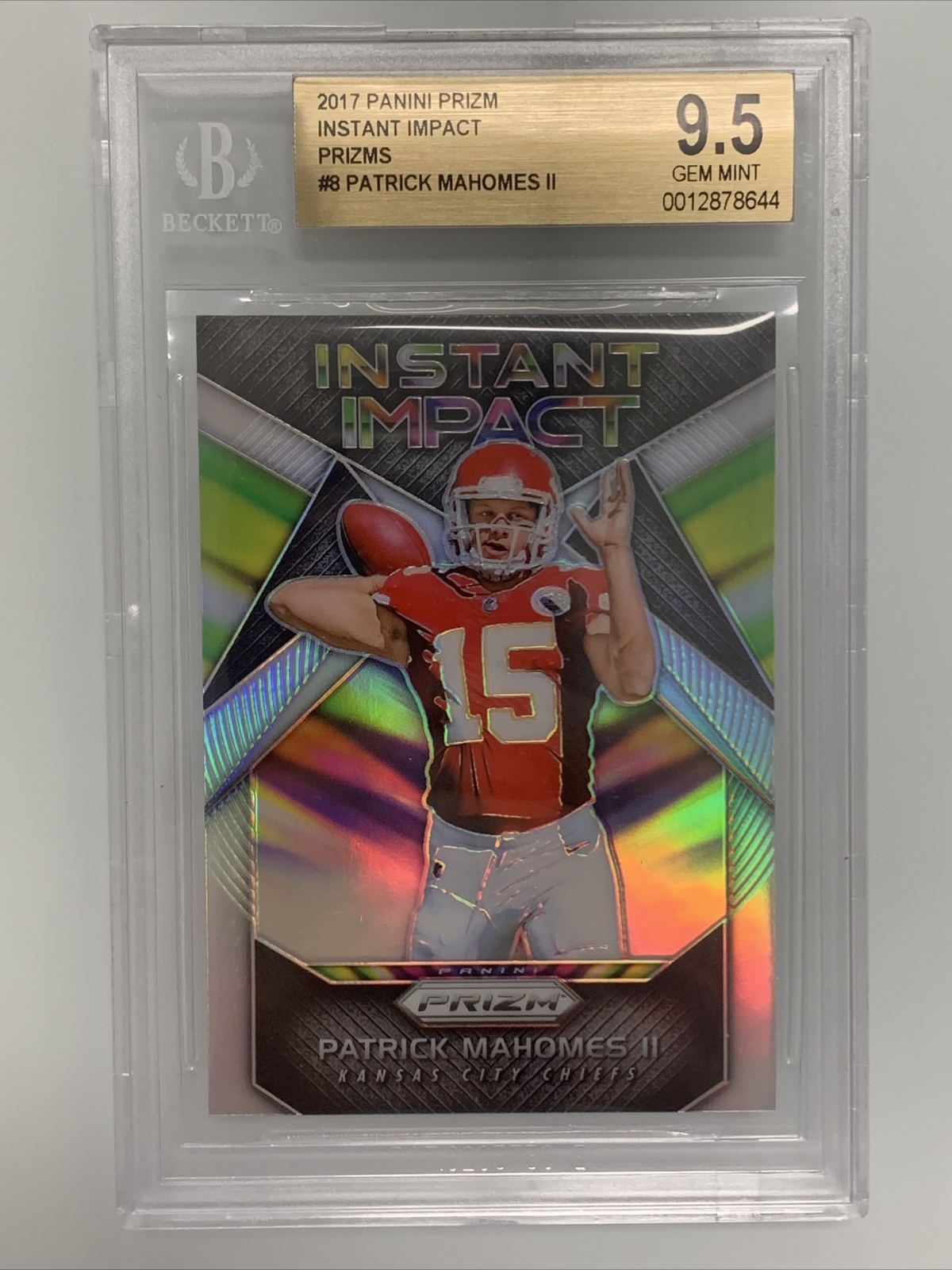 2017 Panini Prizm #8 Patrick Mahomes II Instant Impact Rookie RC Silver BGS 9.5