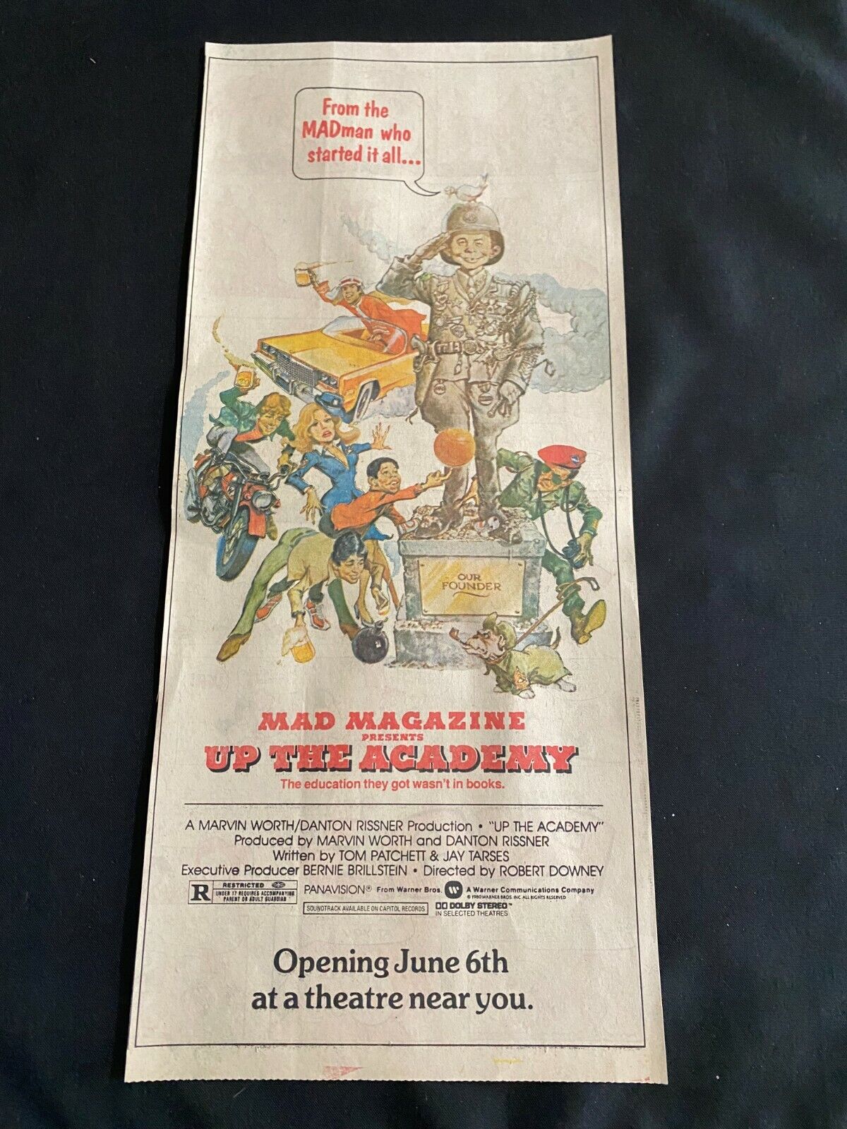 #01A  MAD MAGAZINE Sunday Comics Movie Ad UP THE ACADEMY   June 1, 1980