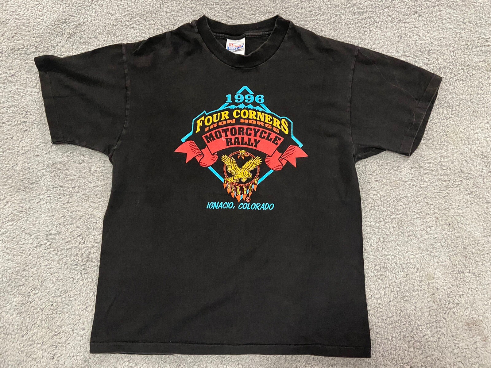 Four Corners Iron Horse Motorcycle Rally Shirt Men’s L Ignacio Colorado 1996