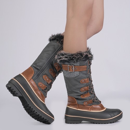 Dream Pairs Women Mid Calf Boots Warm Faux Fur Lined Waterproof Snow Boots - Picture 24 of 24