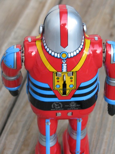 OSAKA Metal House ~ 1998 Wind-Up Walking ASTRONAUT ROBOT 71/4" Blechspielzeug JAPAN ~ Neu im Karton - Bild 10 von 12