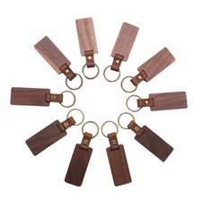 10 Pack DIY Blank Wood Keychain Key Tags Personalized Wood Keychains for DIY