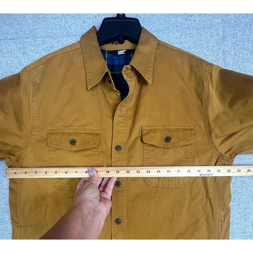 Lands End Shirt Jacket Mens M Brown Flannel Blacket Lined Canvas Shacket image 7