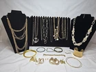 Vtg Now Gold Mixed Bulk Costume Jewelry Lot Necklace Bracelet Earring #1016