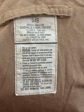 Desert Tan CWU-27/P Nomex Flyers Coveralls - Small Size 34S