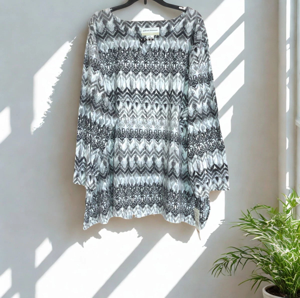 Haut Manches 3/4 Alfred Dunner - Zig Zag Bleu Avec Clous, Taille L
